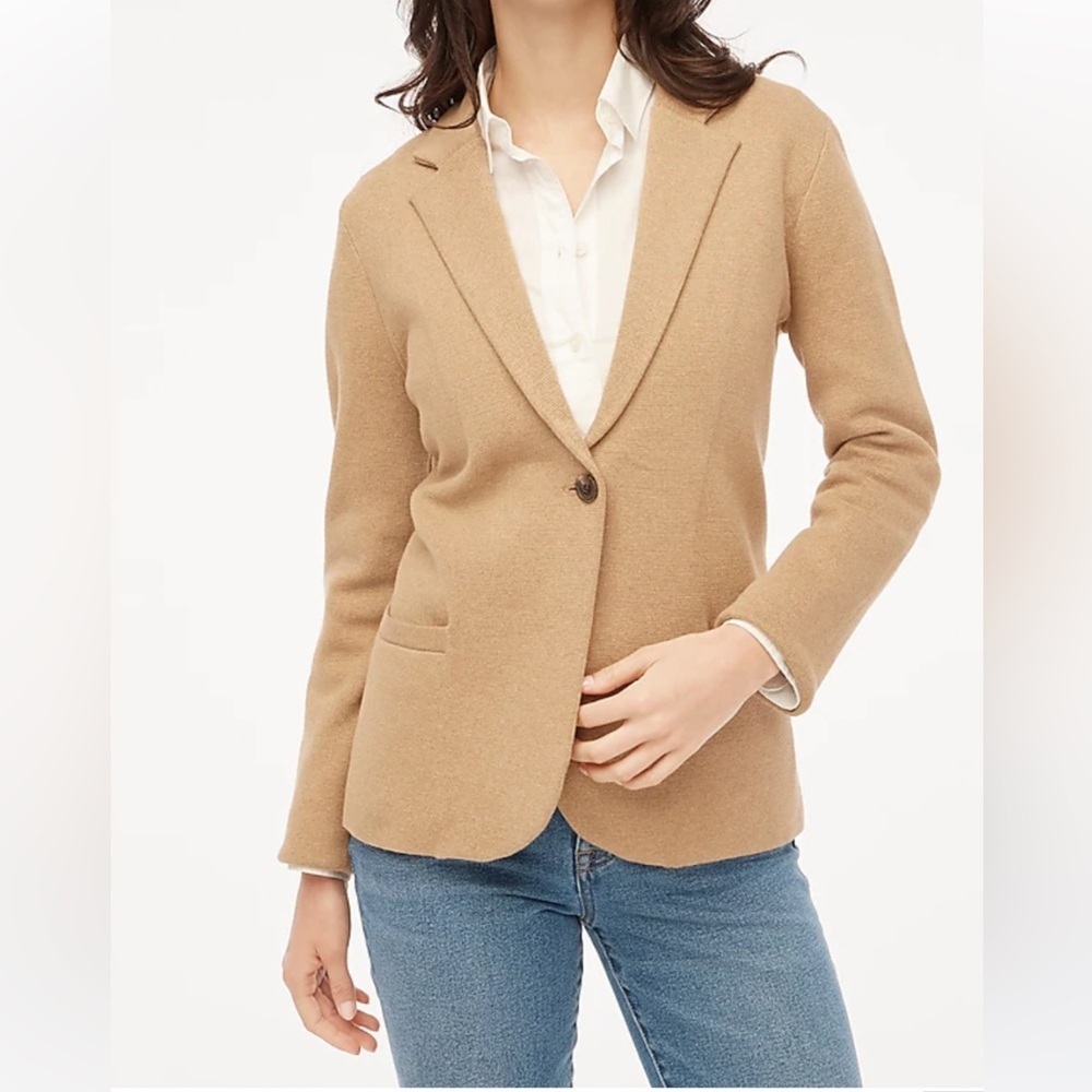 J.Crew Schoolboy sweater blazer Size SP Hthr Acorn Tan